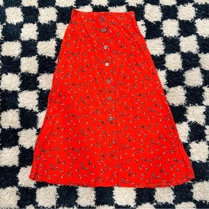 NWT Gap Red Flower Maxi Skirt Size 00